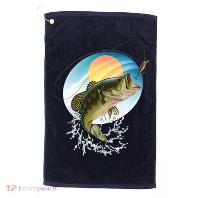 Fishing Leaping Bass  Golf Towel