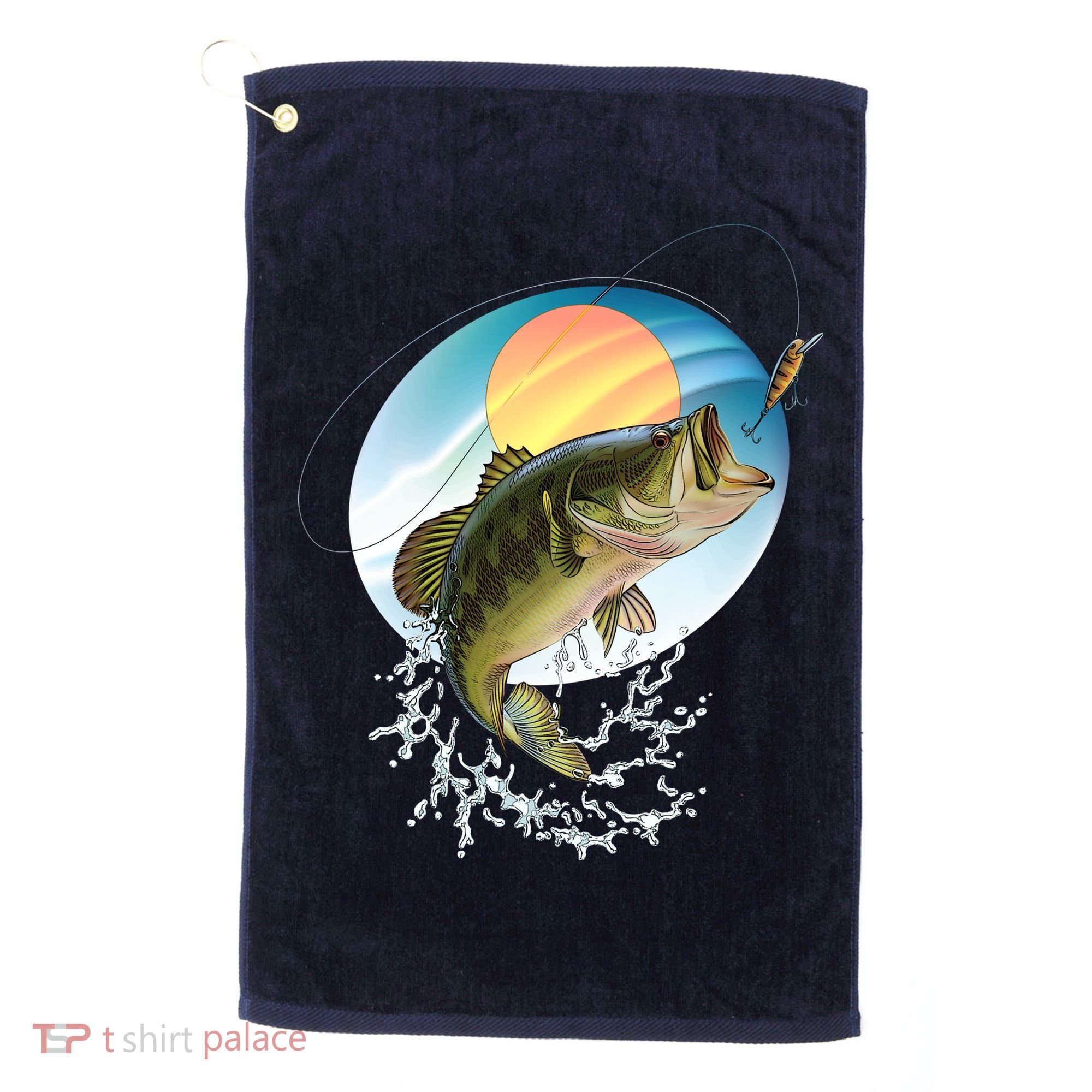 Fishing Leaping Bass  Golf Towel