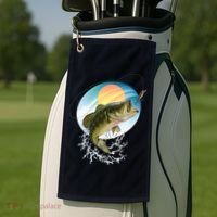 Fishing Leaping Bass  Golf Towel thumb 2
