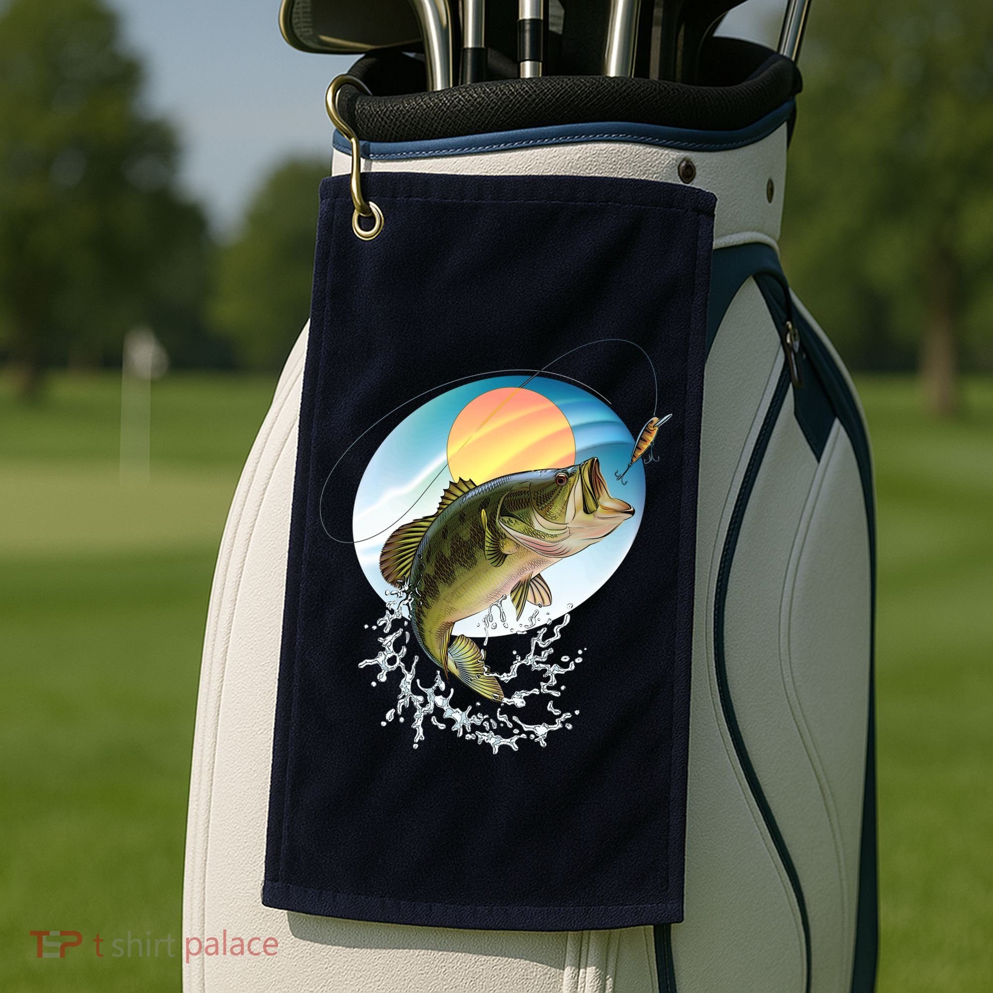 Fishing Leaping Bass  Golf Towel