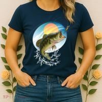 Fishing Leaping Bass  Women's T-Shirt thumb 2