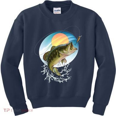 Fishing Leaping Bass  Kids Sweatshirt