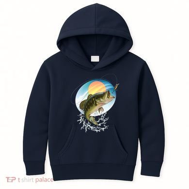 Fishing Leaping Bass  Kids Hoodie