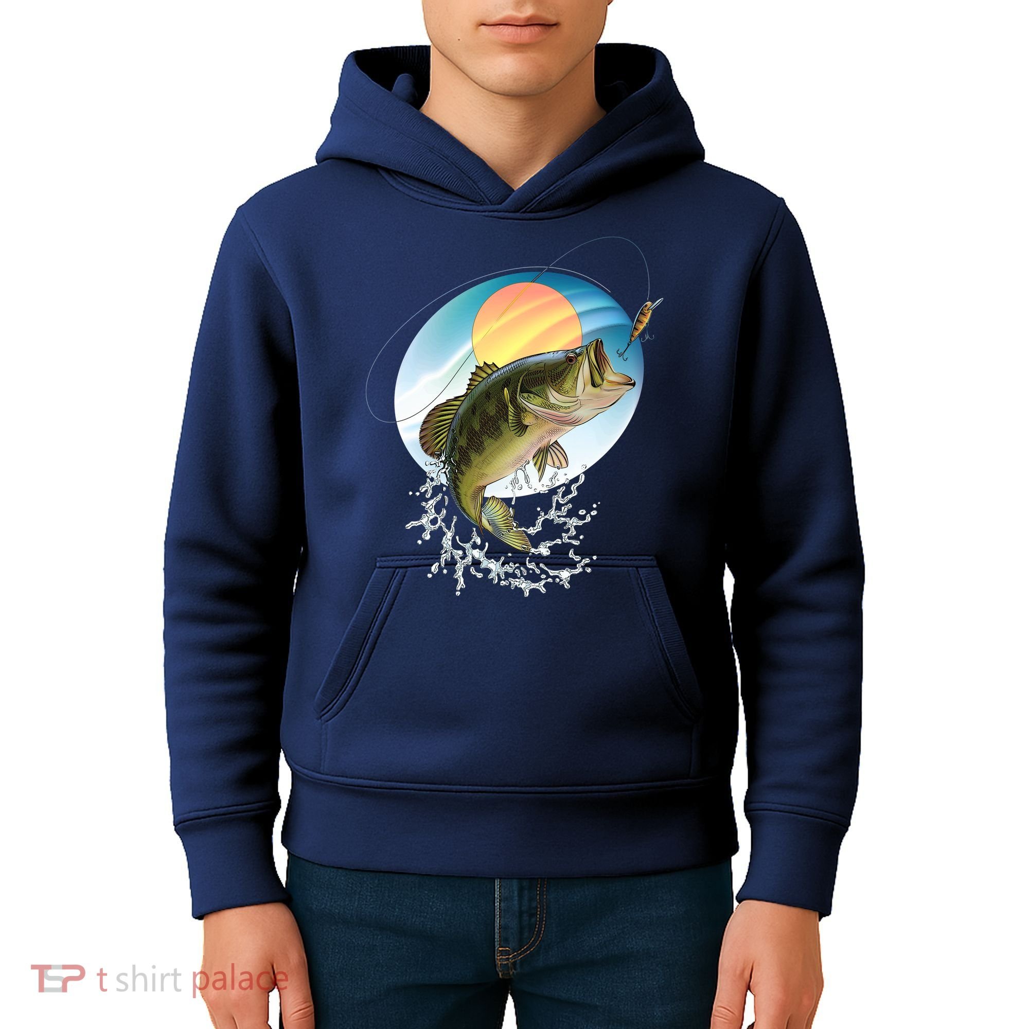 Fishing Leaping Bass  Kids Hoodie
