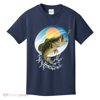 Fishing Leaping Bass  Kids T-Shirt