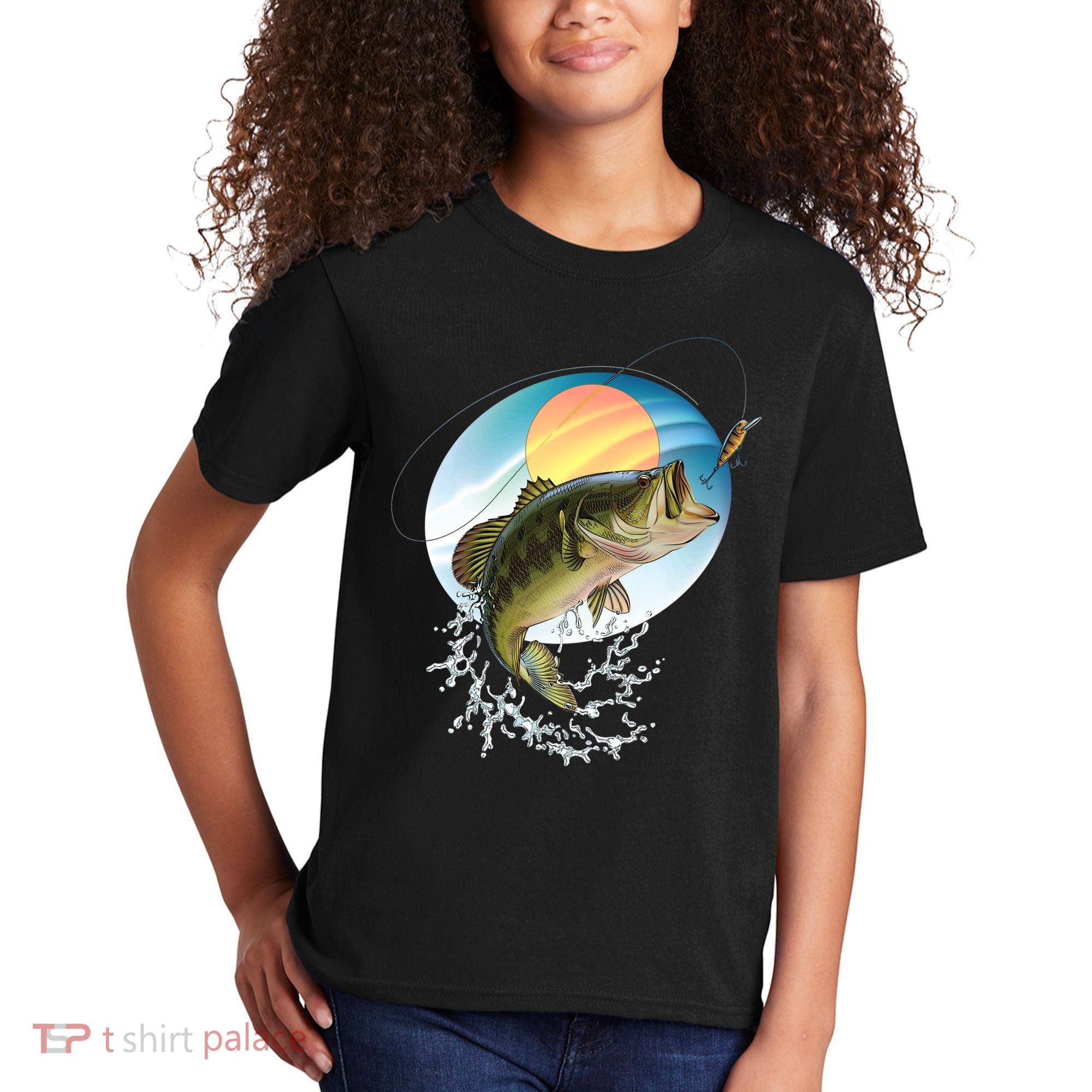 Fishing Leaping Bass  Kids T-Shirt