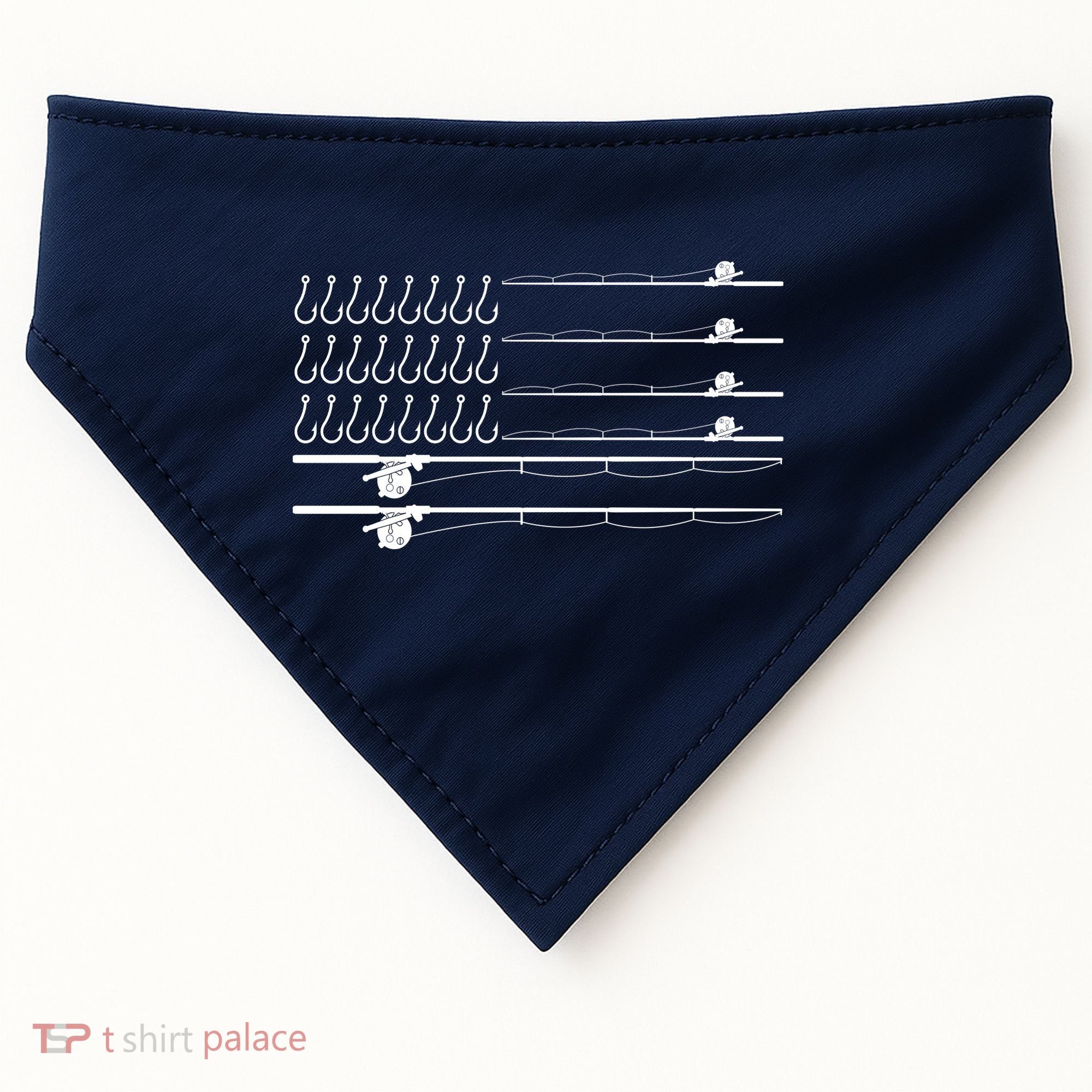 Fishing Pole Hooks USA American Flag USA-Made Doggie Bandana