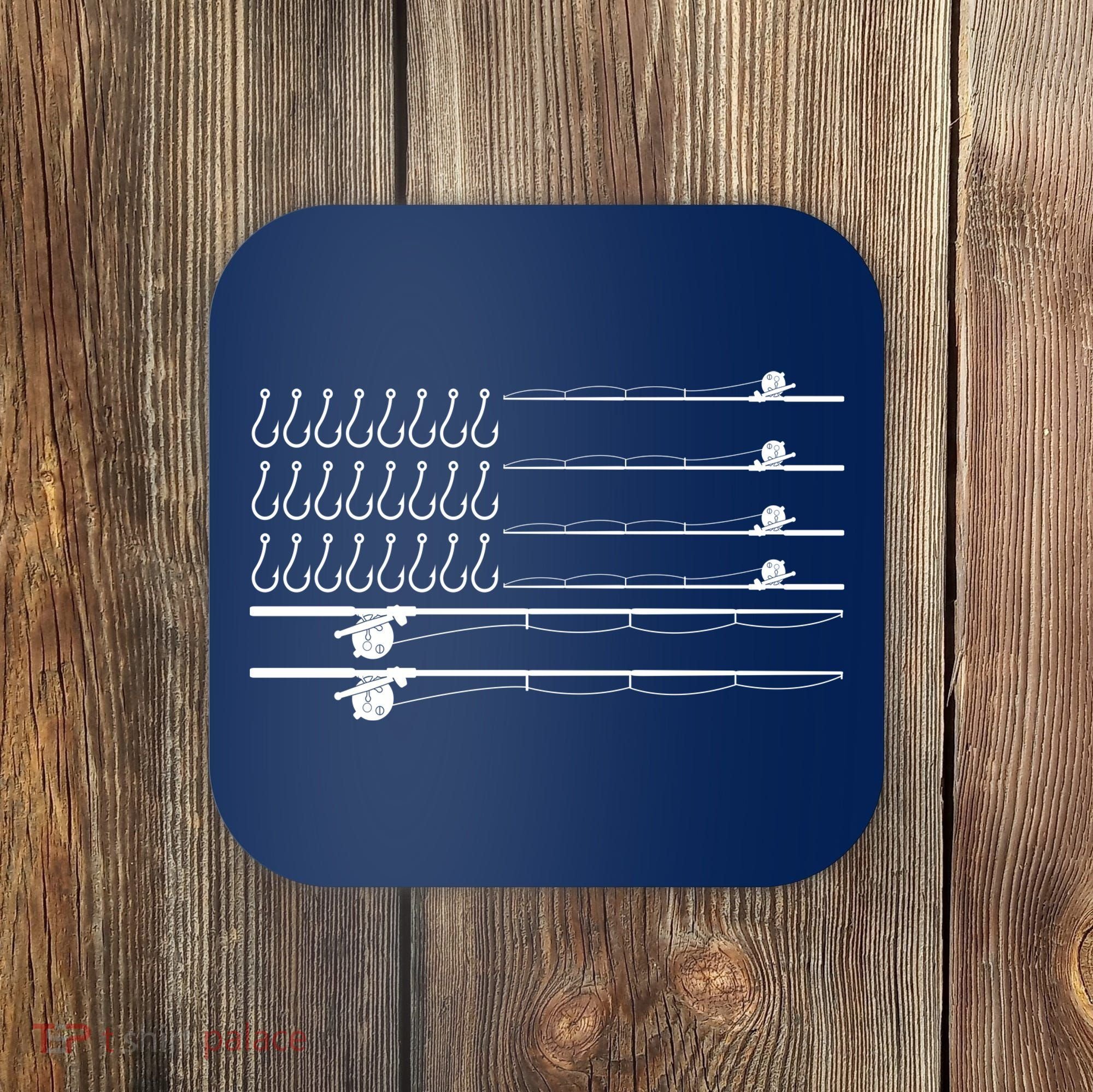 Fishing Pole Hooks USA American Flag Coaster