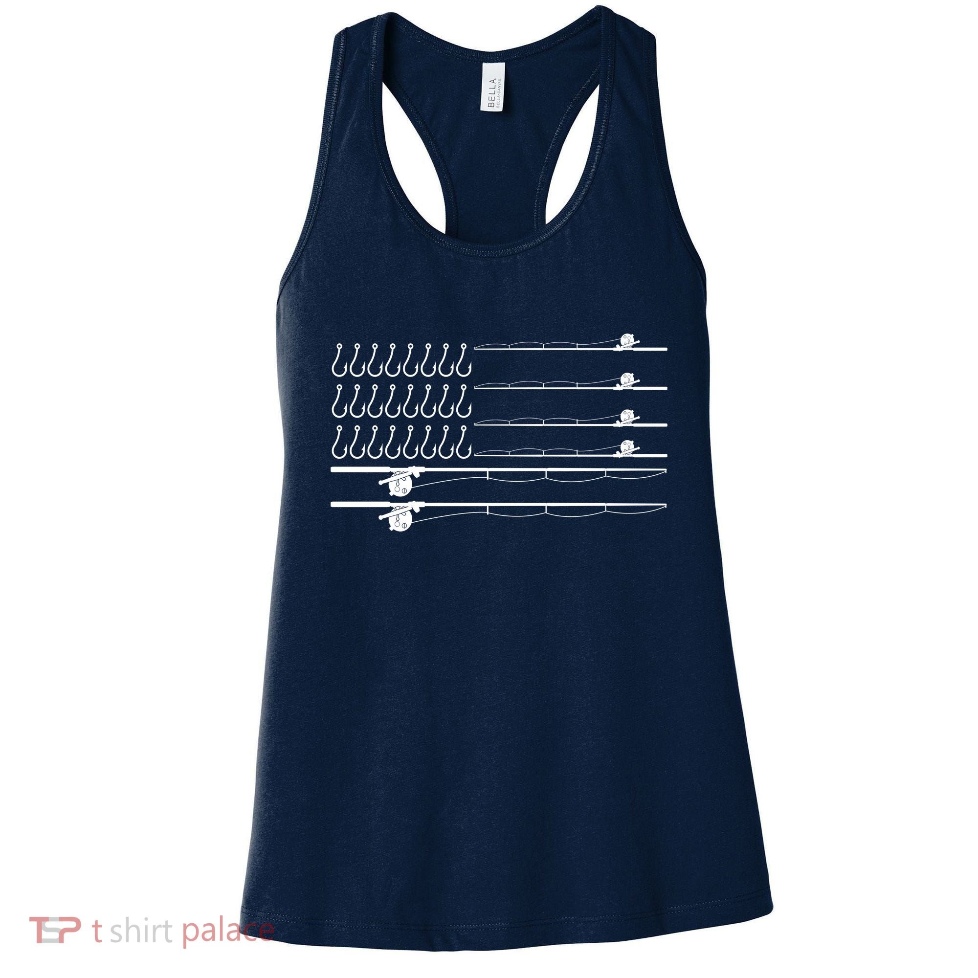 Fishing Pole Hooks USA American Flag Women's Tank Top