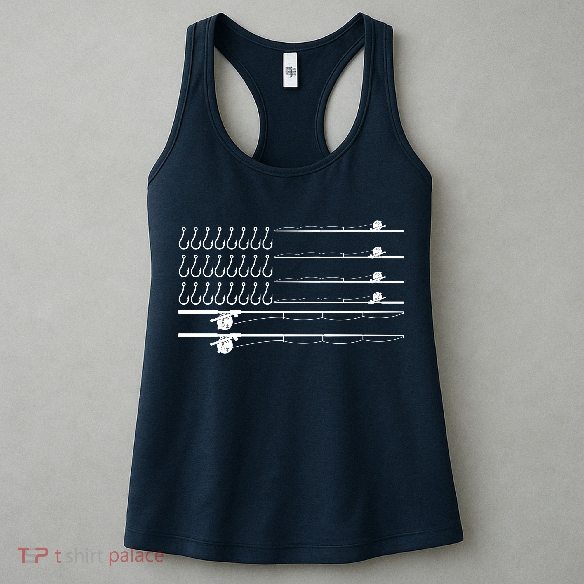Fishing Pole Hooks USA American Flag Women's Tank Top