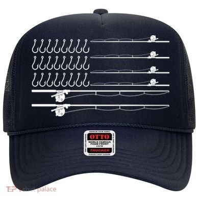 Fishing Pole Hooks USA American Flag Hat