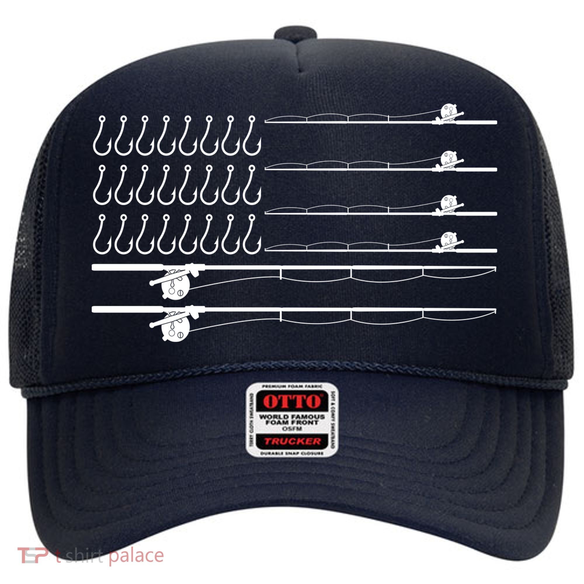 Fishing Pole Hooks USA American Flag Hat