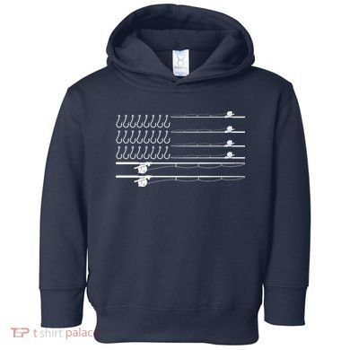 Fishing Pole Hooks USA American Flag Toddler Hoodie