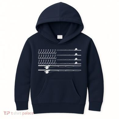 Fishing Pole Hooks USA American Flag Kids Hoodie