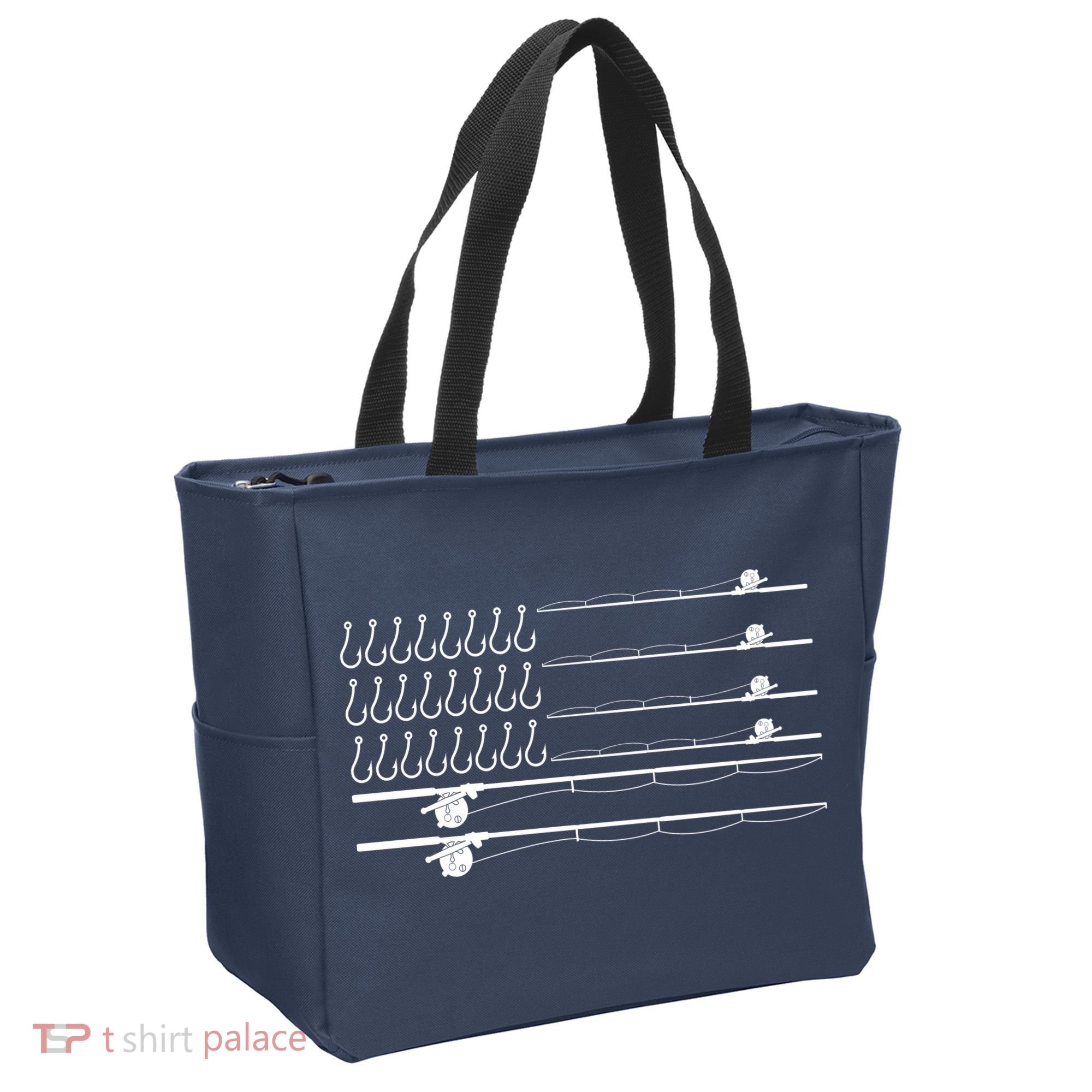 Fishing Pole Hooks USA American Flag Tote Bag