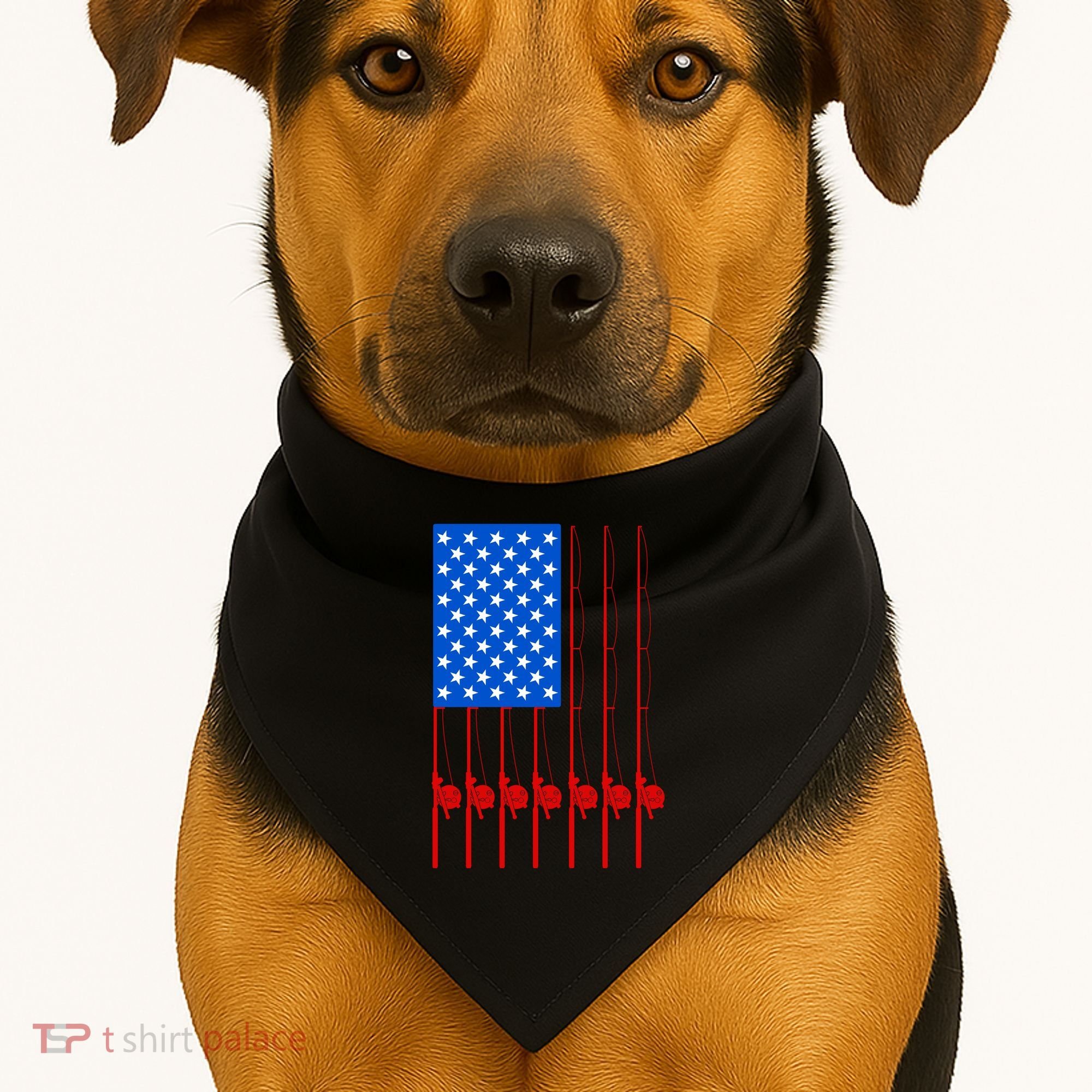 Fishing Poles USA American Flag USA-Made Doggie Bandana