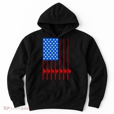 Fishing Poles USA American Flag Hoodie