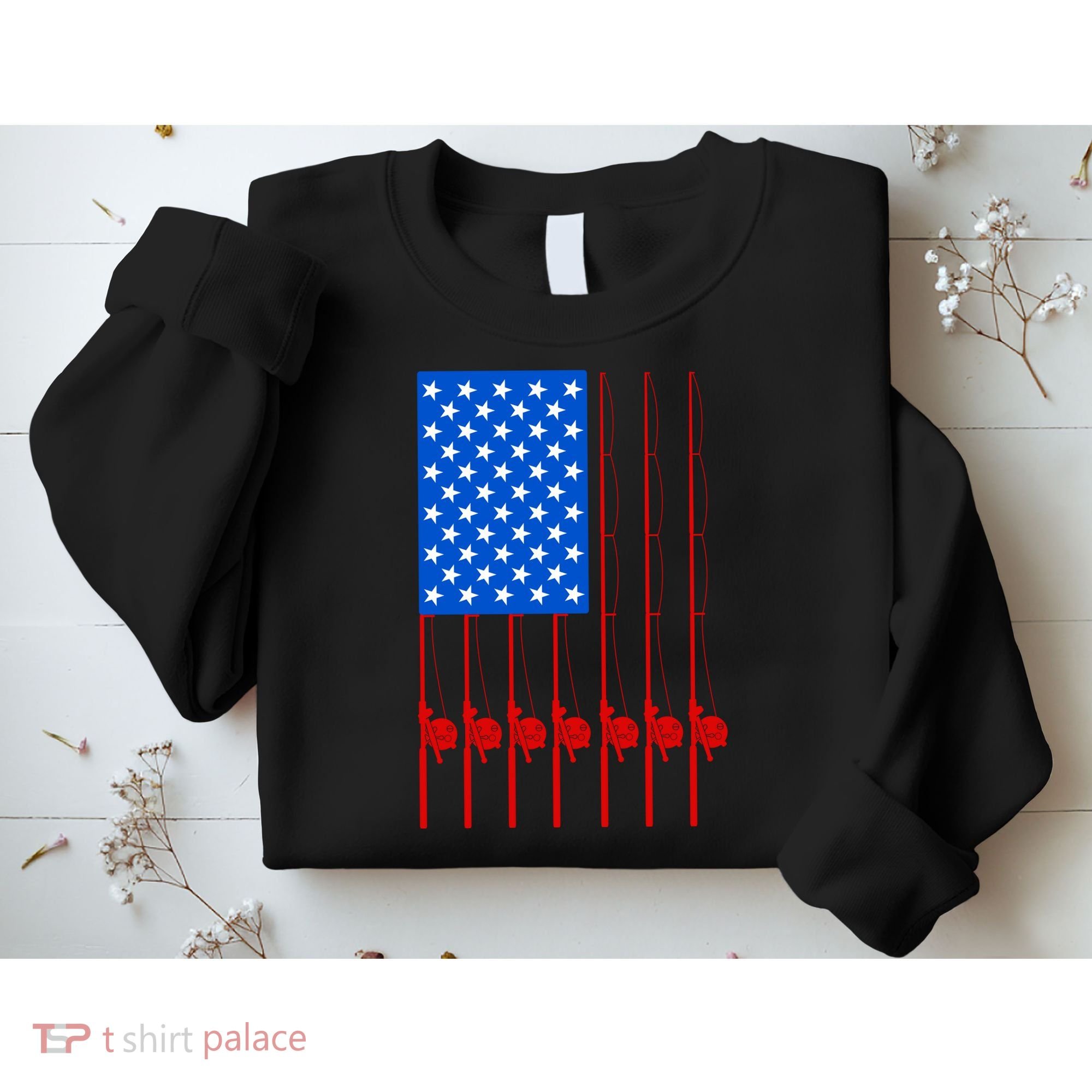 Fishing Poles USA American Flag Sweatshirt