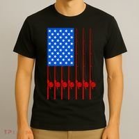Fishing Poles USA American Flag T-Shirt thumb 3