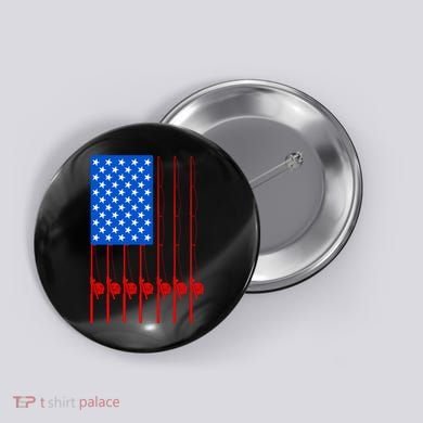 Fishing Poles USA American Flag Button