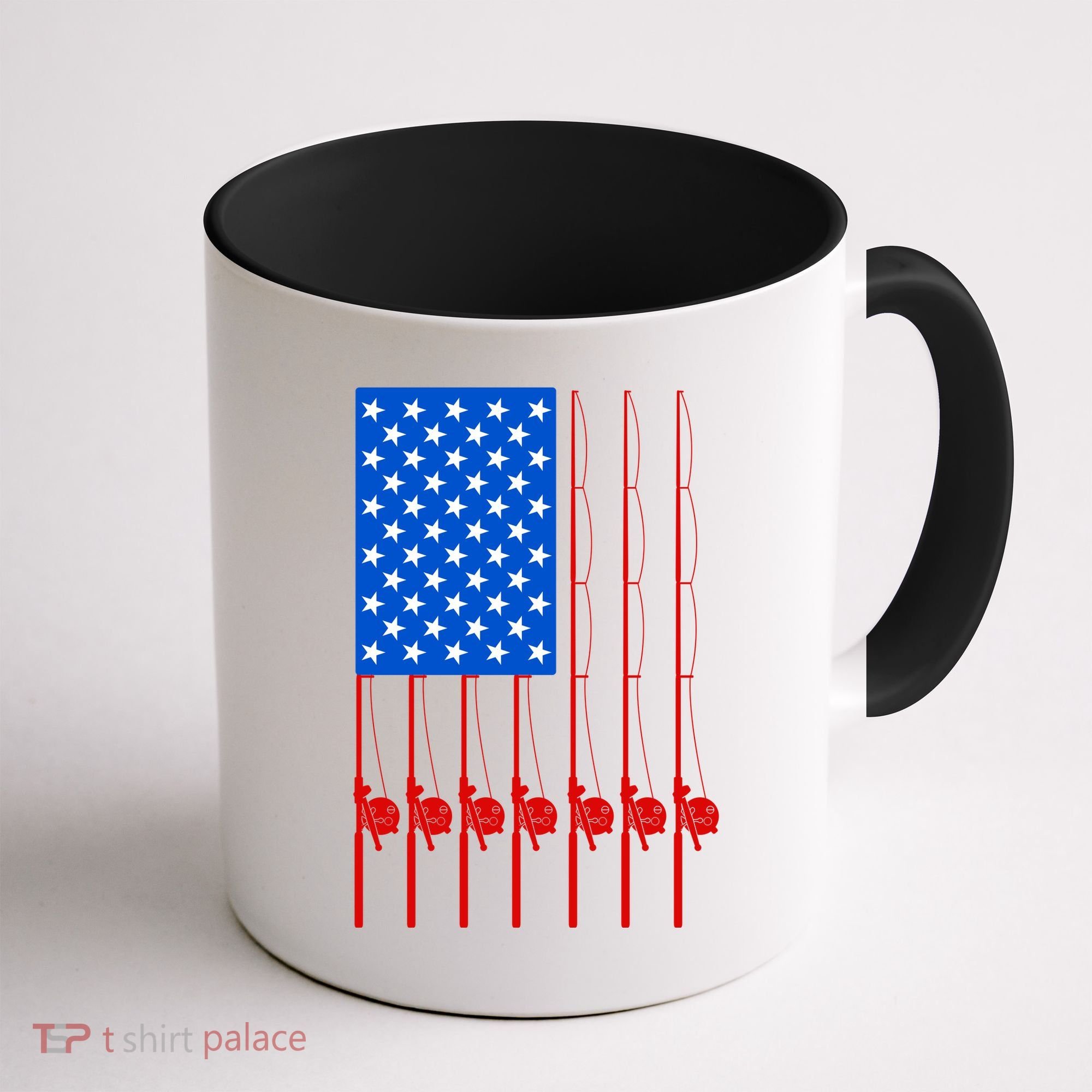 Fishing Poles USA American Flag Coffee Mug