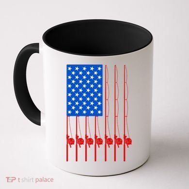 Fishing Poles USA American Flag Coffee Mug