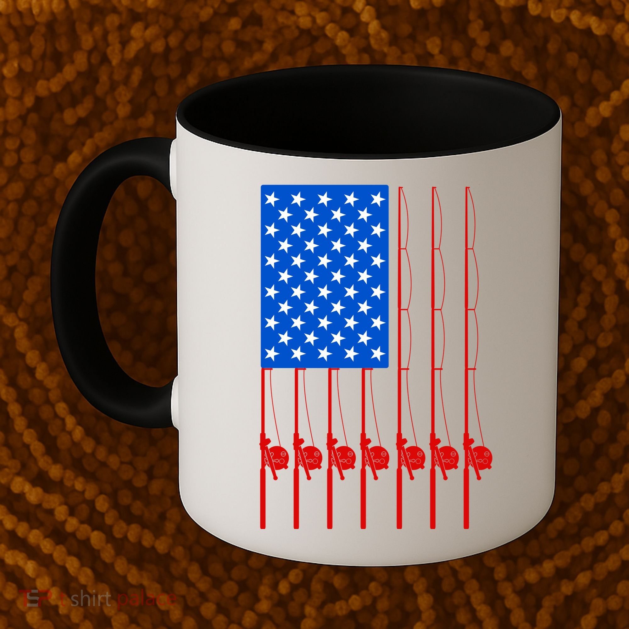 Fishing Poles USA American Flag Coffee Mug