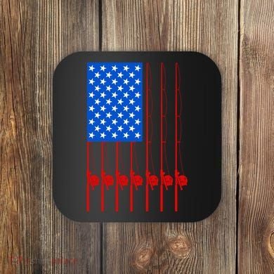Fishing Poles USA American Flag Coaster