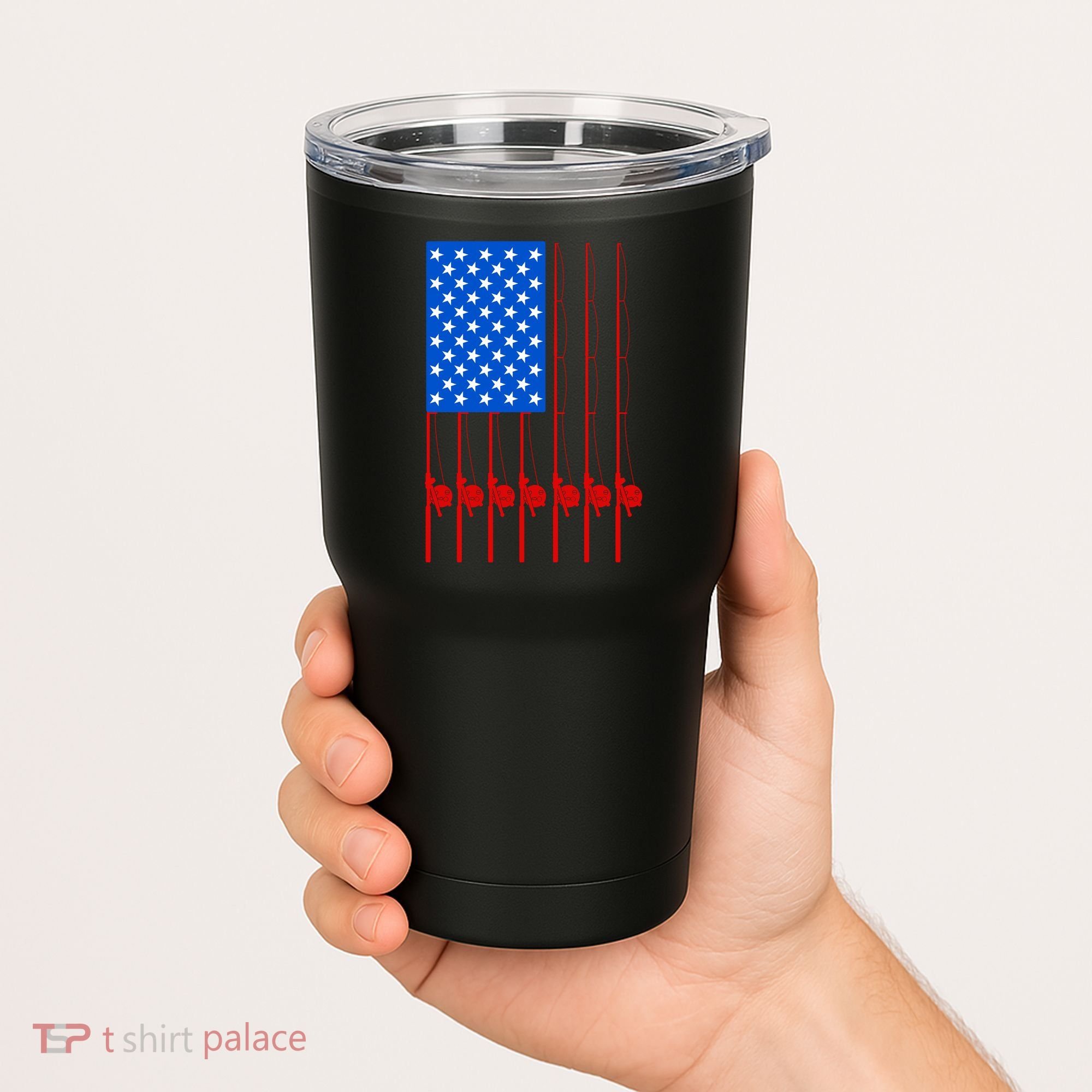 Fishing Poles USA American Flag Tumbler