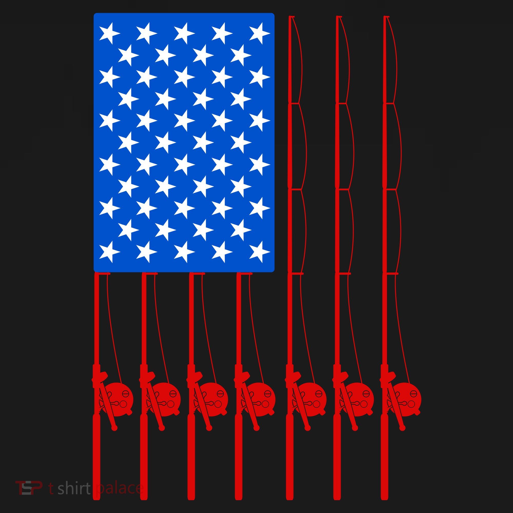 Fishing Poles USA American Flag Ornament