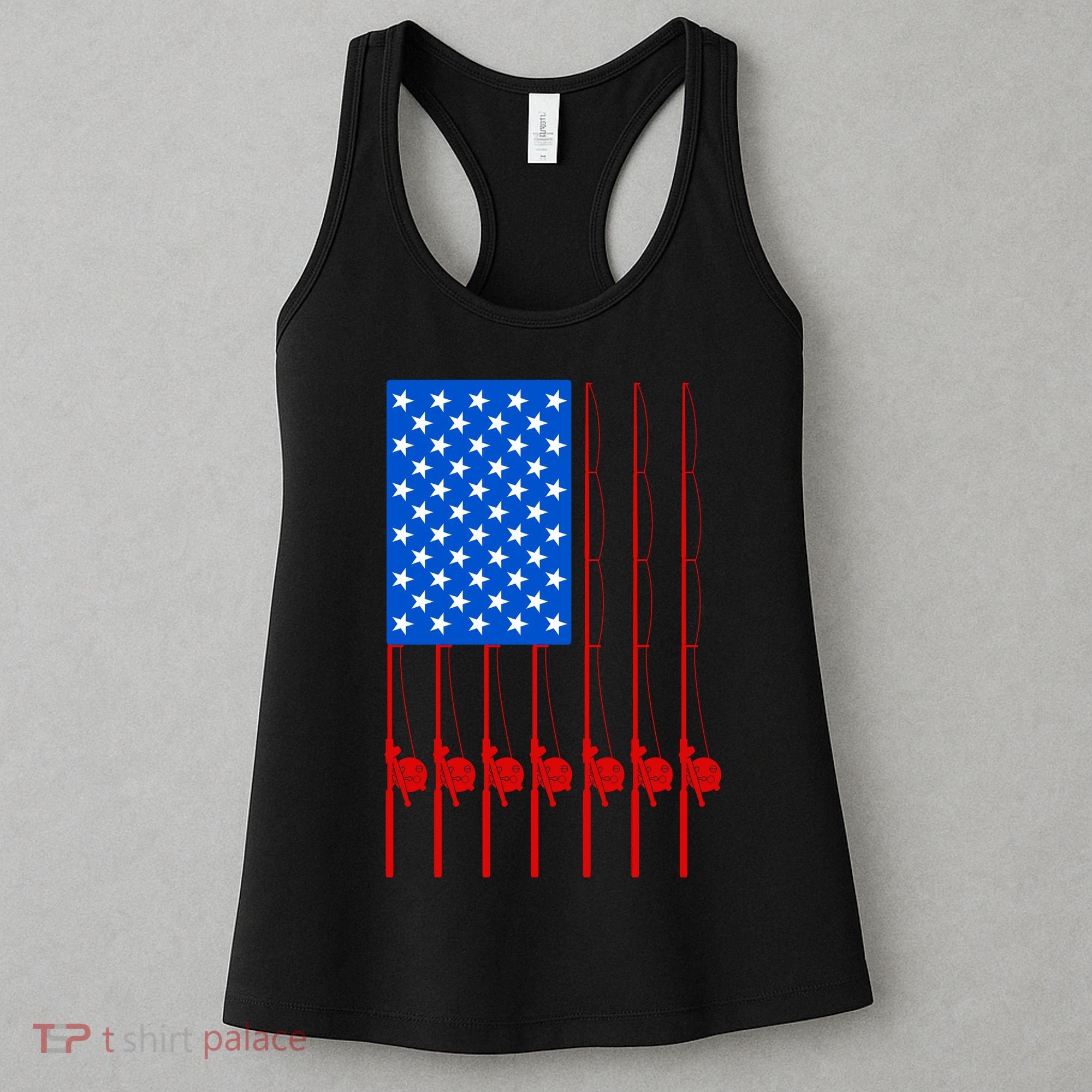 Fishing Poles USA American Flag Women's Tank Top
