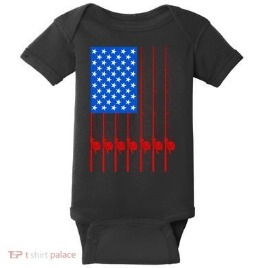 Fishing Poles USA American Flag Baby Bodysuit