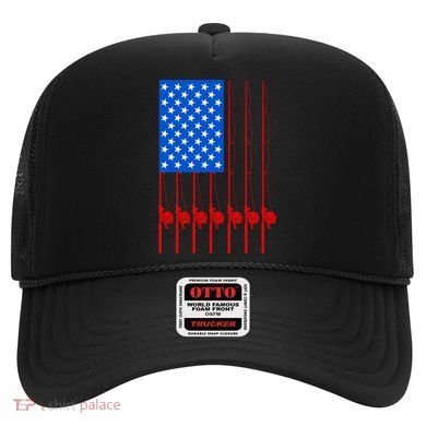 Fishing Poles USA American Flag Hat