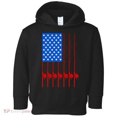 Fishing Poles USA American Flag Toddler Hoodie