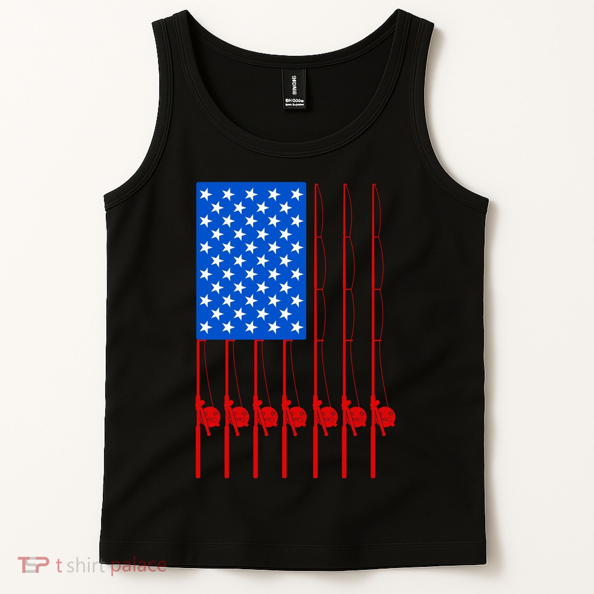Fishing Poles USA American Flag Tank Top
