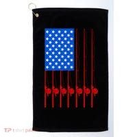 Fishing Poles USA American Flag Golf Towel thumb 0
