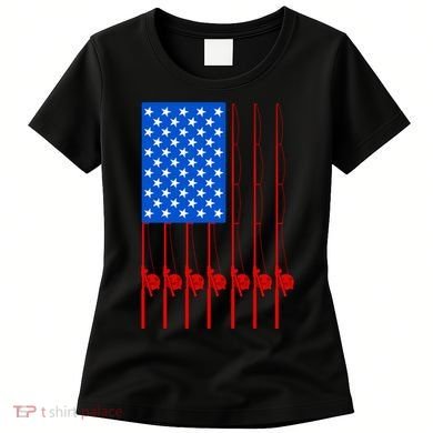 Fishing Poles USA American Flag Women's T-Shirt