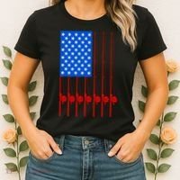 Fishing Poles USA American Flag Women's T-Shirt thumb 2