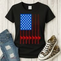 Fishing Poles USA American Flag Women's T-Shirt thumb 3