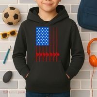 Fishing Poles USA American Flag Kids Hoodie thumb 2