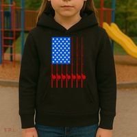 Fishing Poles USA American Flag Kids Hoodie thumb 3