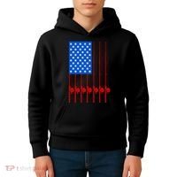 Fishing Poles USA American Flag Kids Hoodie thumb 4