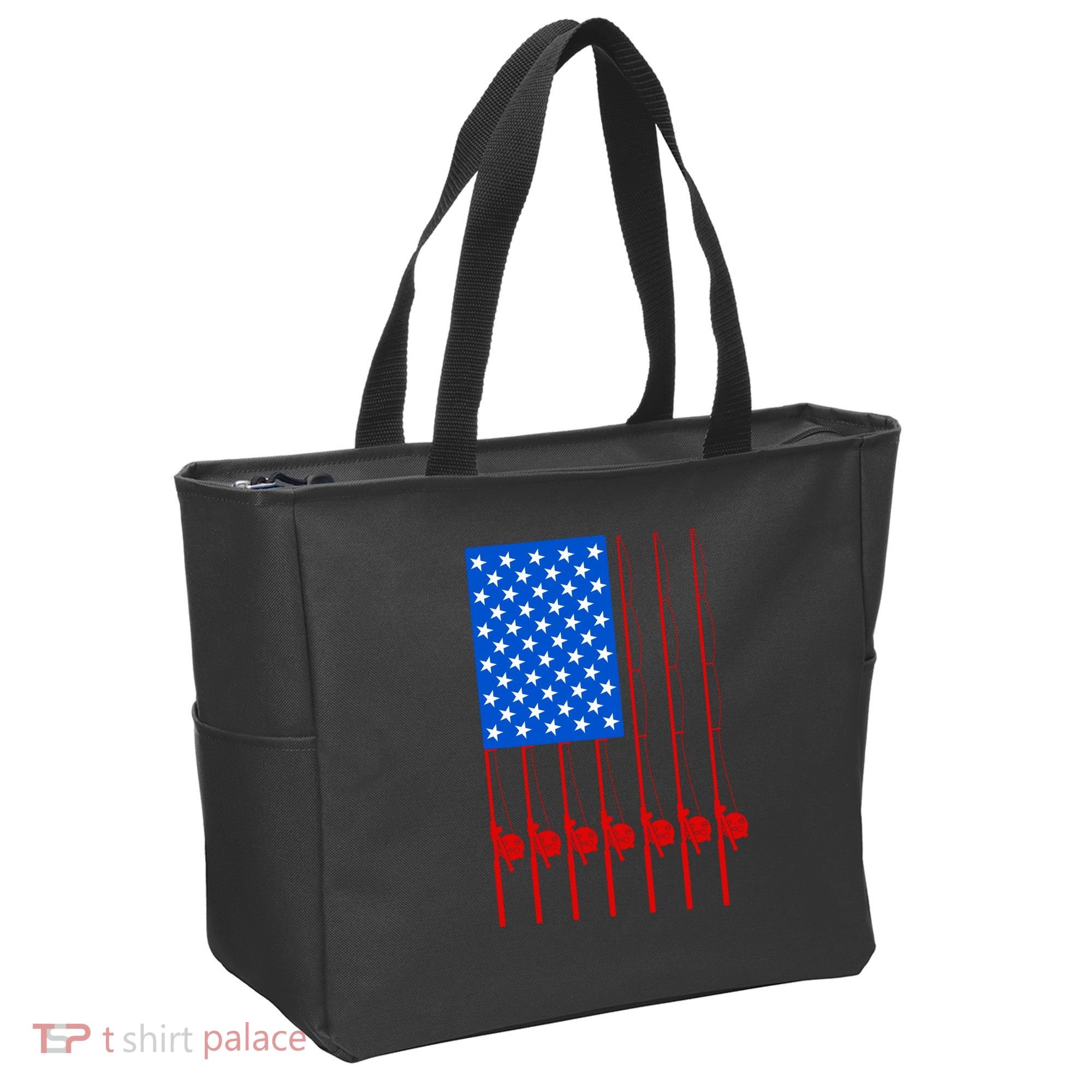 Fishing Poles USA American Flag Tote Bag