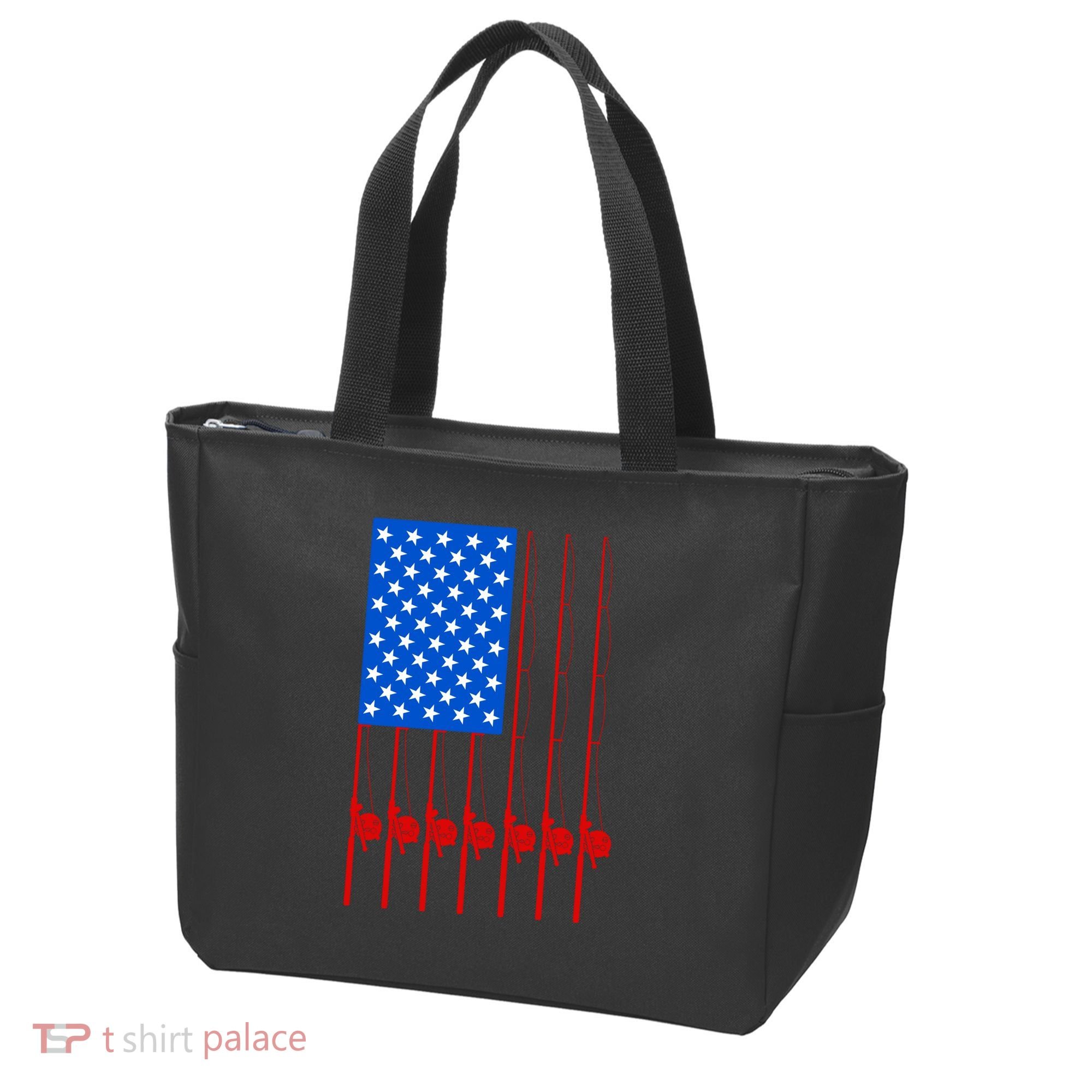 Fishing Poles USA American Flag Tote Bag