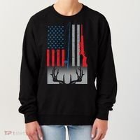 Fishing Rod Hunting Rifle American Flag Women's Sweatshirt thumb 0