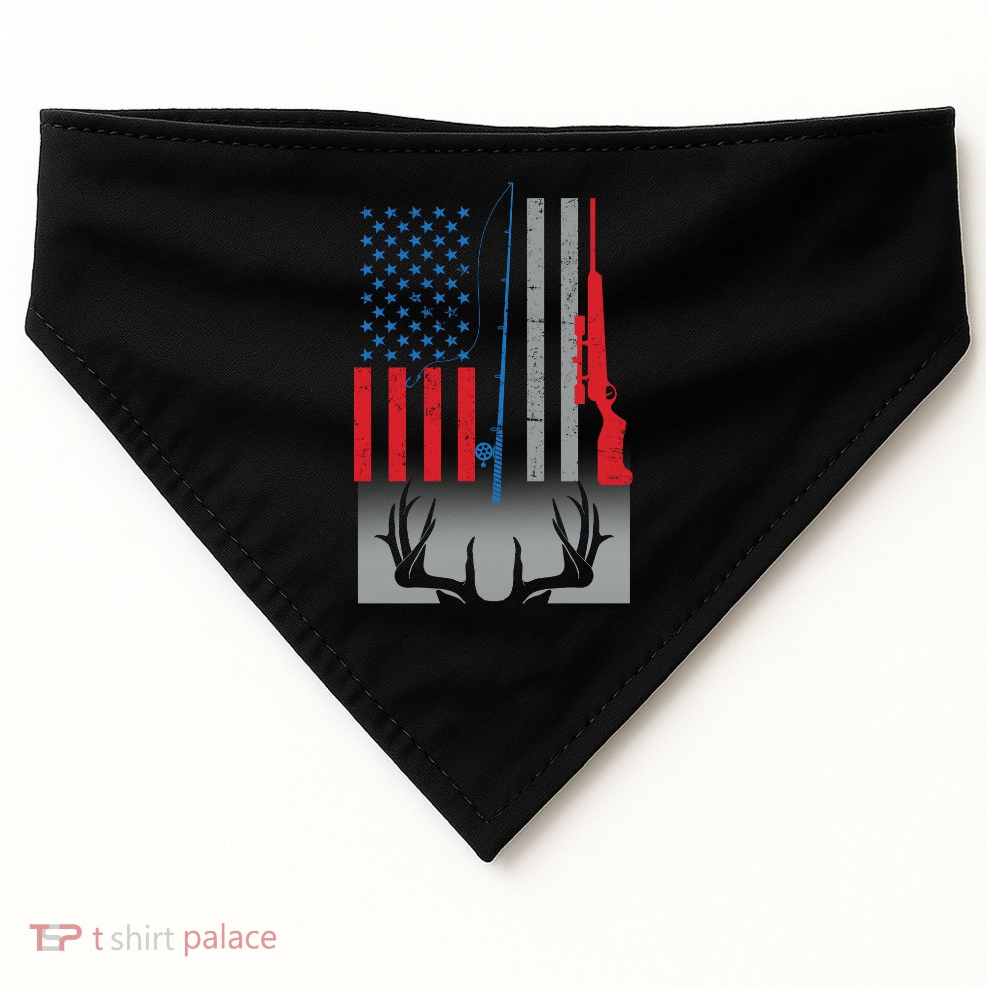 Fishing Rod Hunting Rifle American Flag USA-Made Doggie Bandana