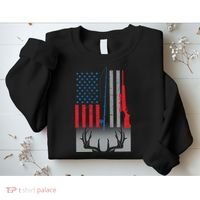 Fishing Rod Hunting Rifle American Flag Sweatshirt thumb 2