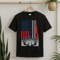 Fishing Rod Hunting Rifle American Flag T-Shirt thumb 2