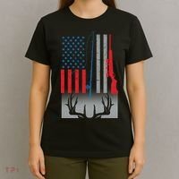 Fishing Rod Hunting Rifle American Flag T-Shirt thumb 4