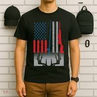 Fishing Rod Hunting Rifle American Flag T-Shirt thumb 6